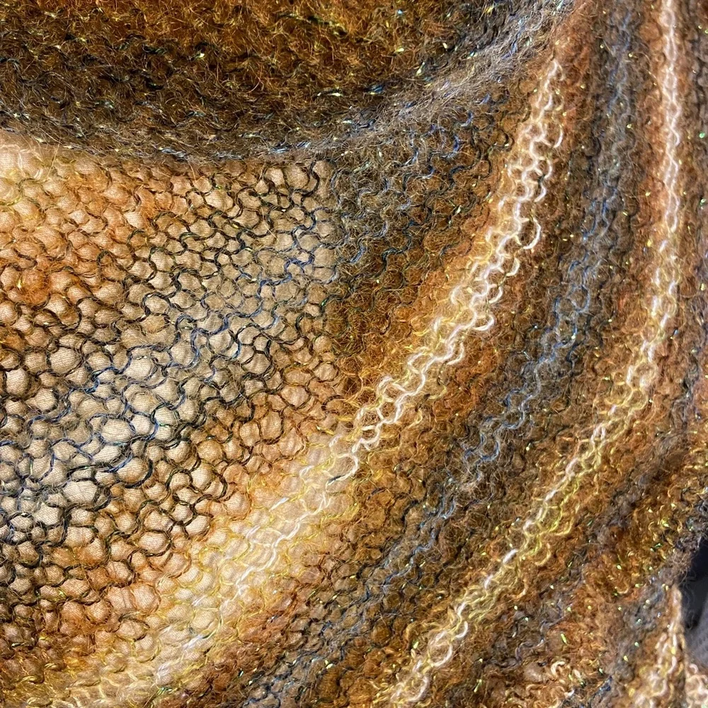 Handmade Multicolor Mohair Knit Shawl.